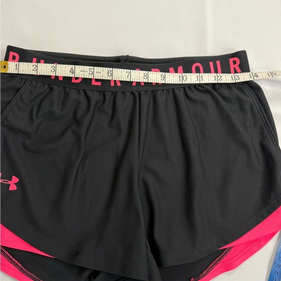 Under Armour Black and Pink Athletic Shorts with Elastic Waistband - Picture 1 of 5